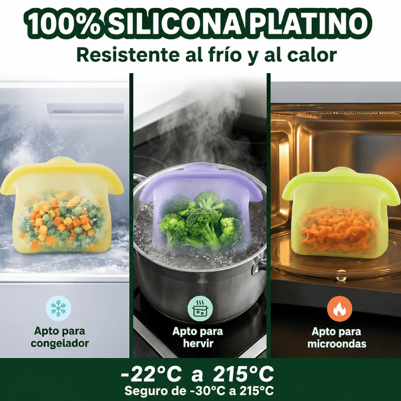 Bolsas de Silicona Reutilizables para Alimentos
